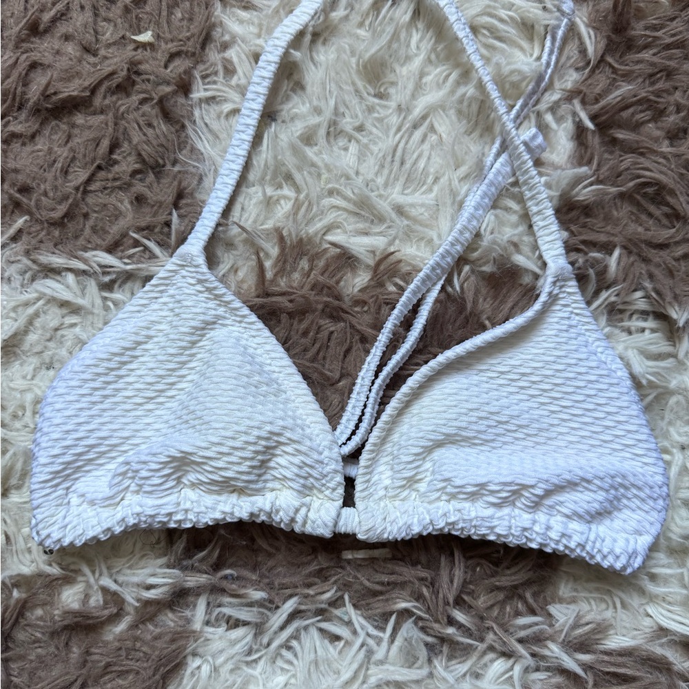 Aerie White Textured Triangle Bralette